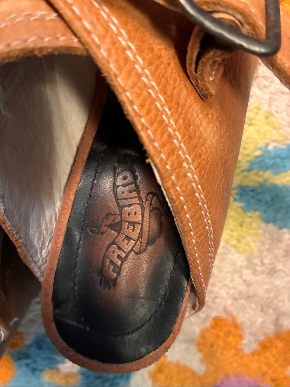 Women’s Tan Leather Buckle Slide Heeled Sandals - Picture 10 of 12